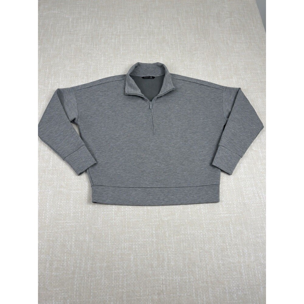 Bylt Pullover Womens MinimalisMedium Gray Opal Half Zip Oversized Athleisure